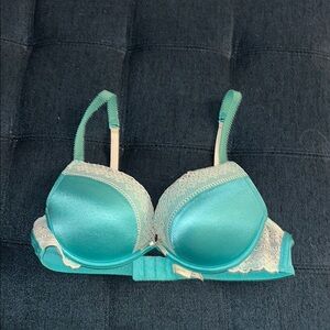 Aerie Emma Elegant Teal Lace Trim Bra - 34B